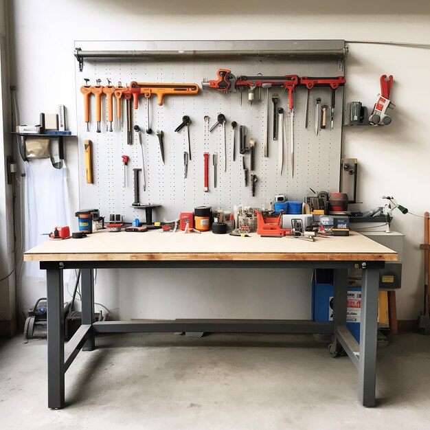 Photo a table with a lot of tools on it