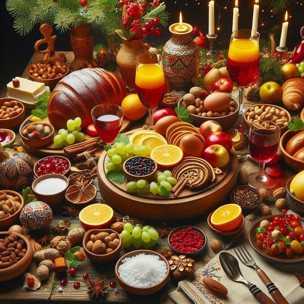 a table with many different foods including berries nuts and nuts