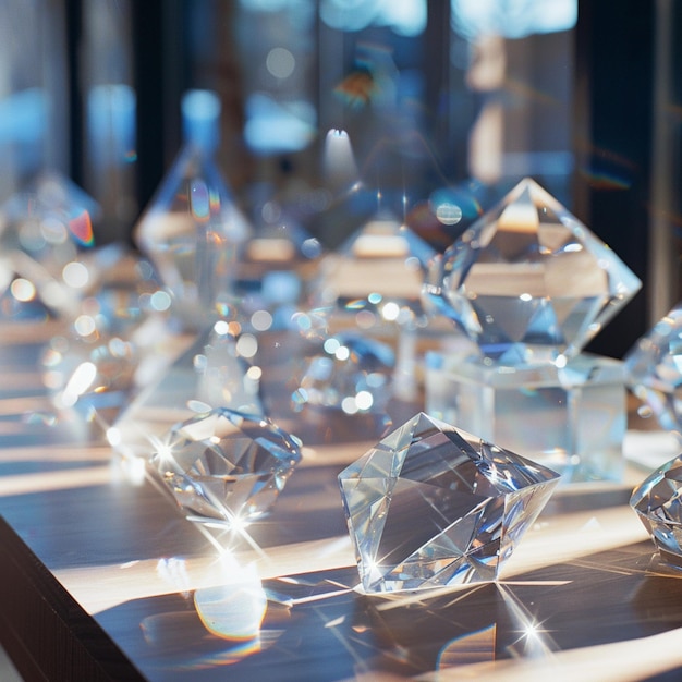 a table with many glass vases and one that says quot ice quot