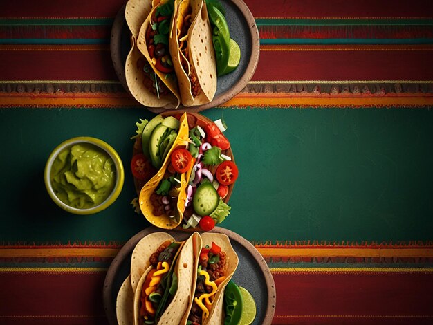 a table with many tacos and a variety of tacos