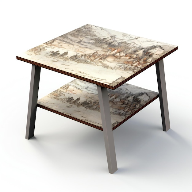 A table with a marble pattern on a white background