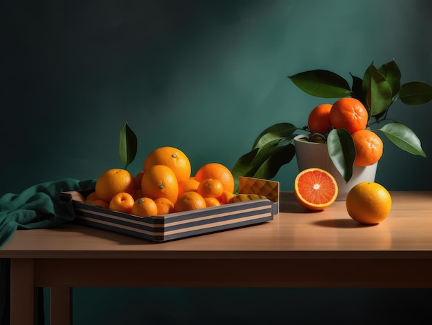 A table with oranges generative ai