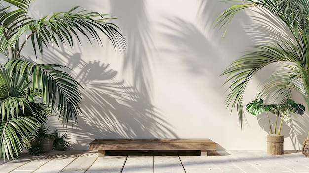 a table with a plant on it and a green plant in the corner