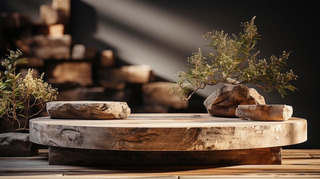 a table with a plant on it and a pot of plant on it