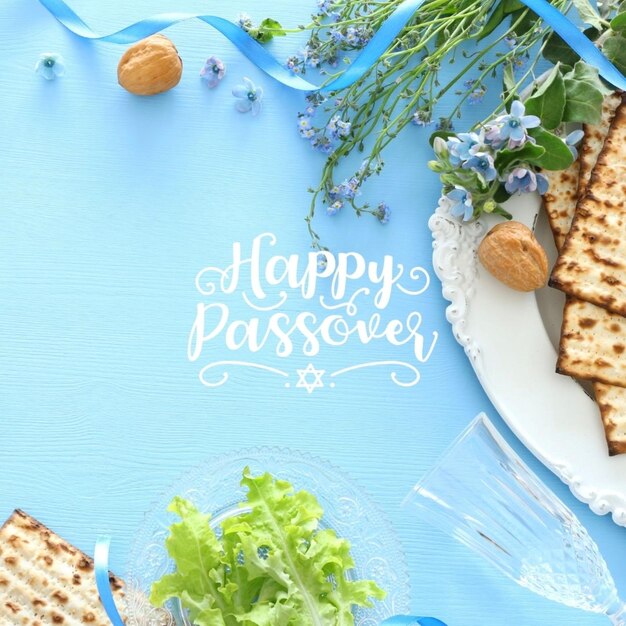 Photo a table with a plate of food that says happy jewish jewish holiday