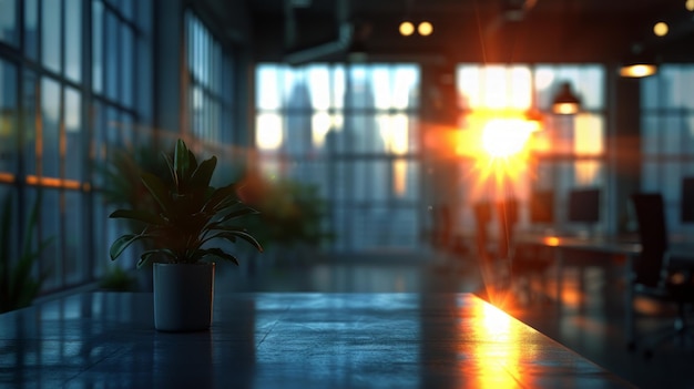 Table With Potted Plant