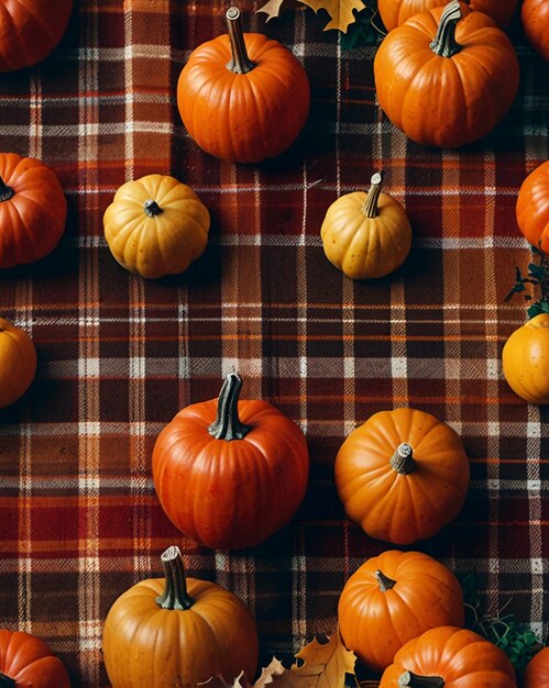 a table with pumpkins on it and some other pumpkins on it