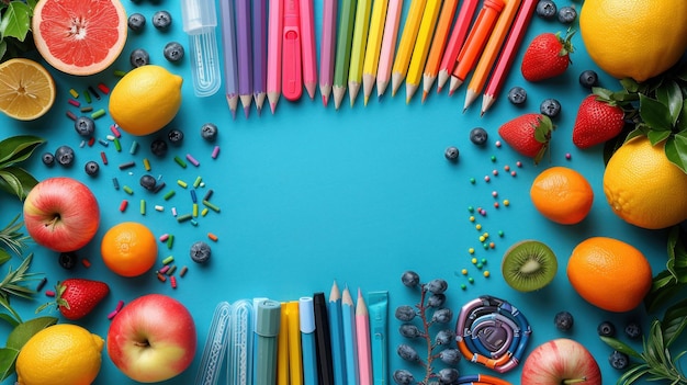 table with school supplies teachers day background