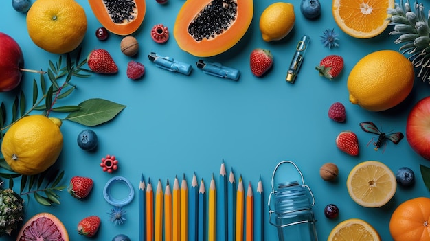 table with school supplies teachers day background