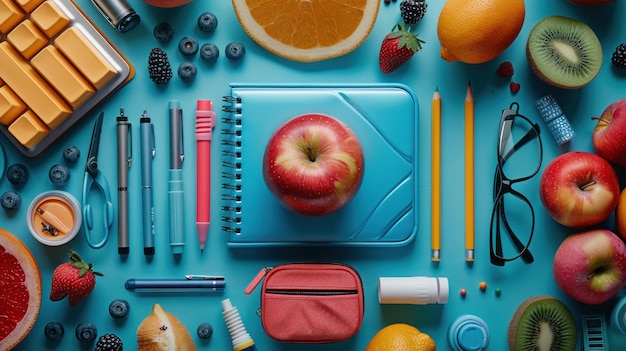 table with school supplies teachers day background