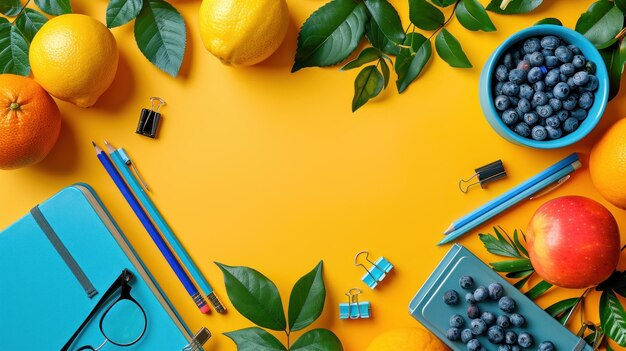 table with school supplies teachers day background