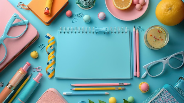 table with school supplies teachers day background