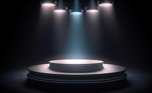 A table with a spotlight