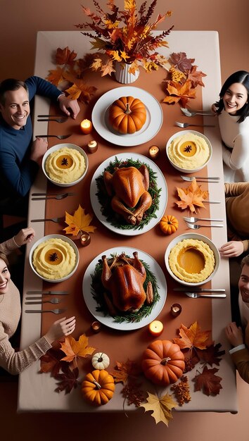 Photo a table with a turkey and a turkey on it