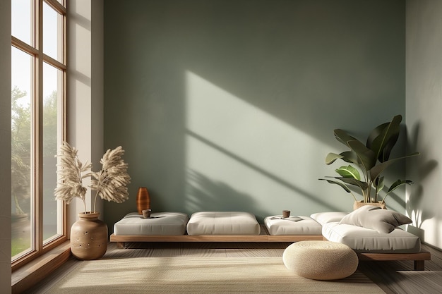 a table with a vase and a plant on it