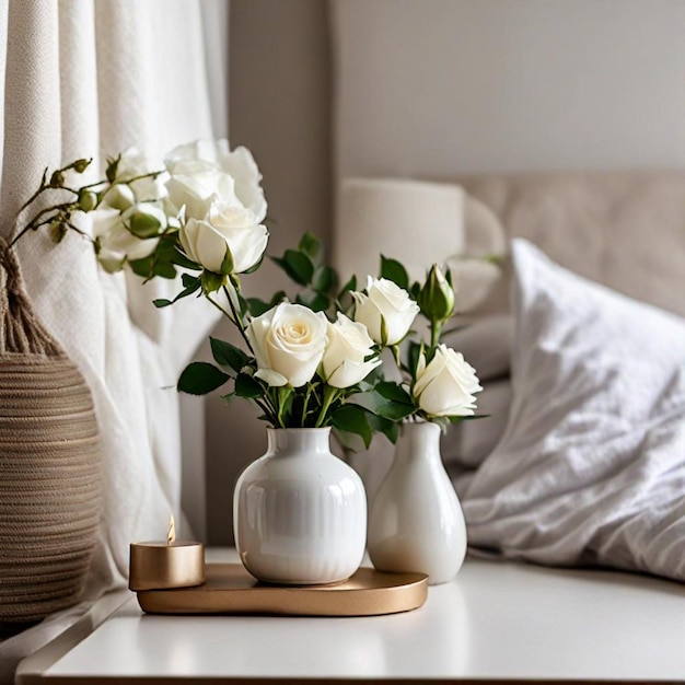 Photo a table with vases that say  vases  and flowers