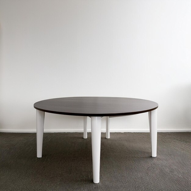 Photo a table with a white base and a brown table in the middle of it