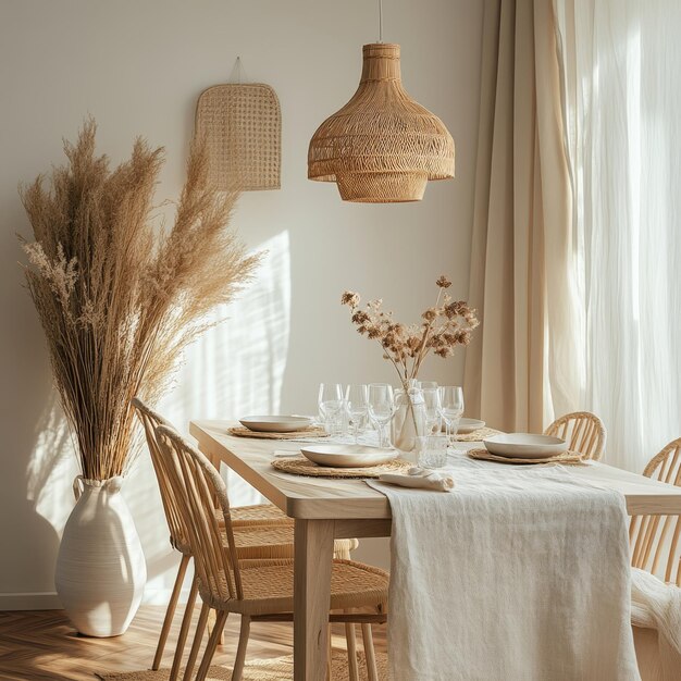 a table with a white tablecloth and a vase with flowers on it