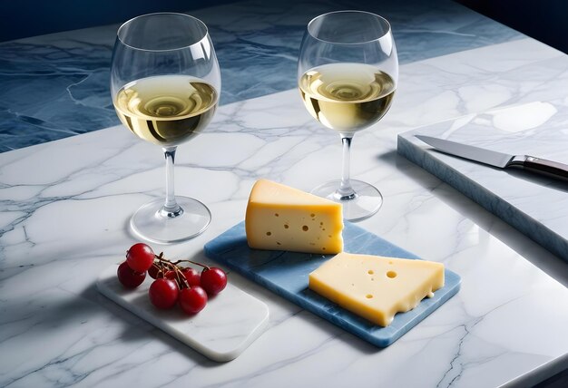 a table with wine glasses cheese cheese and cheese