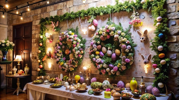 Photo a table with a wreath that says quot butterfly quot on it