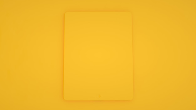 Tablet computer isolated on yellow trendy color background