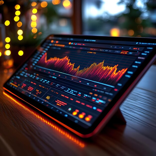 Tablet Displaying Stock Market Data with Bokeh Lights