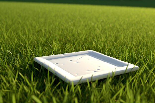 Tablet on the green grass in the park