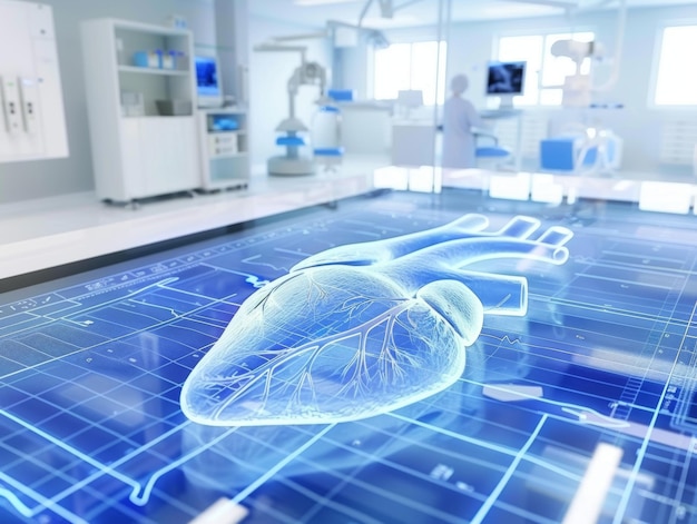 tablet in health care show blue holographic 3D organ human