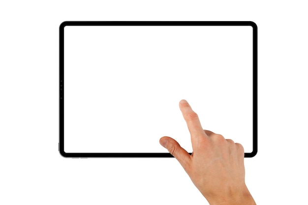 A tablet ipad in a hand on the png backgrounds