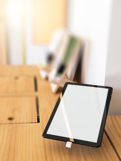 Tablet with blank screen on store display