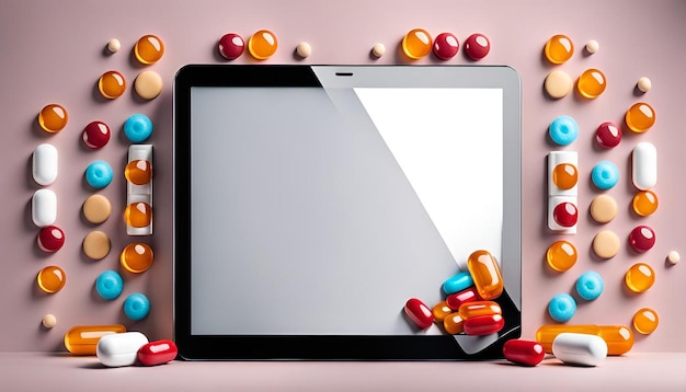 Photo tablet with frame of pills