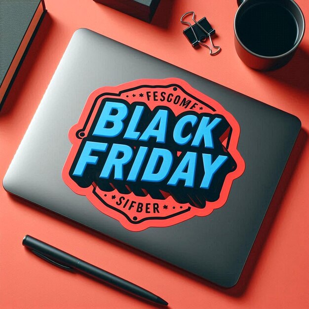 Photo a tablet with a red background that says black friday friday friday friday friday on it