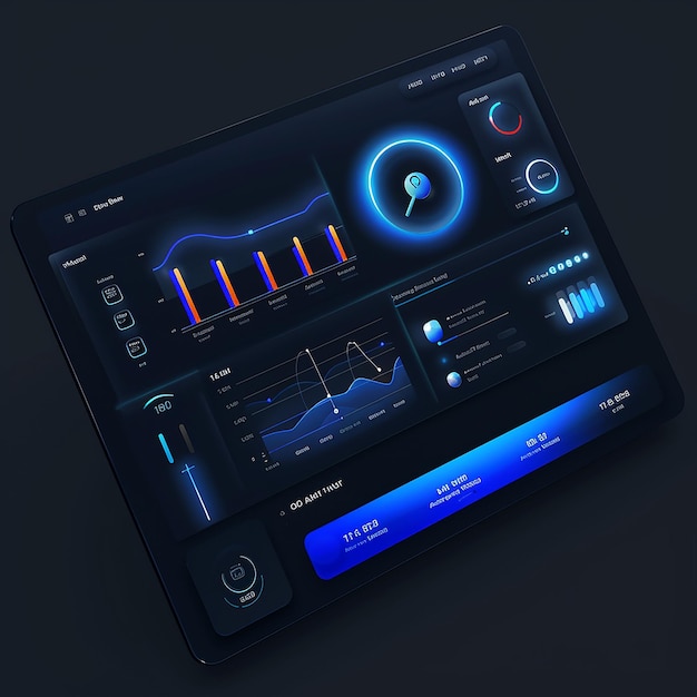 Photo a tablet with a screen showing a graph on it