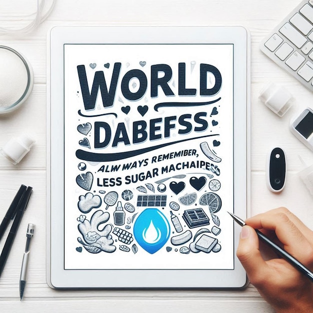 Photo a tablet with the words world sugar on it