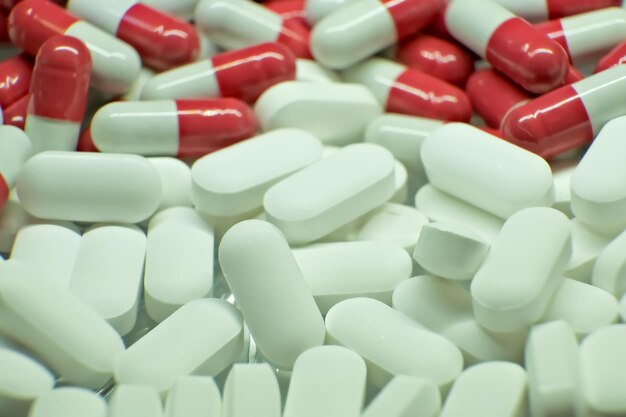 Tablets whitered tablets closeup the concept of health treatment