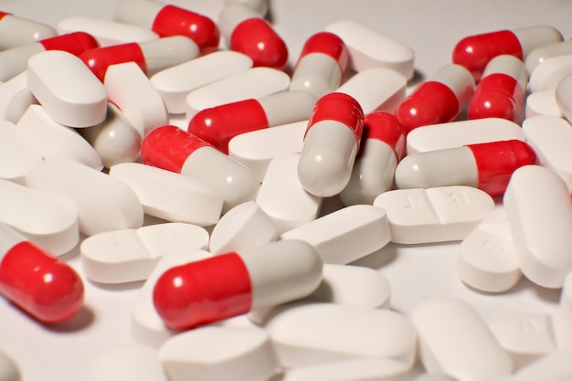 Tablets whitered tablets closeup the concept of health treatment