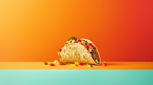 Photo a taco and chips are on a table one of which is a taco salad