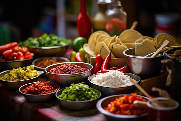 Taco Ingredients in a Mexican Marketplace