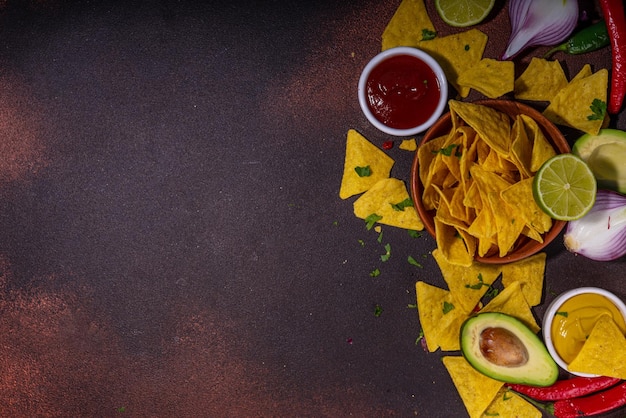 Taco nachos mexican street food