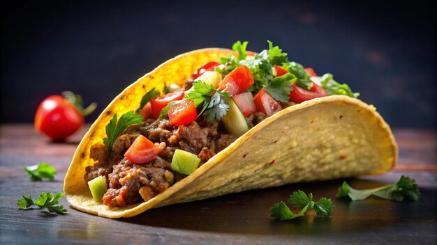 a taco that has many ingredients on it