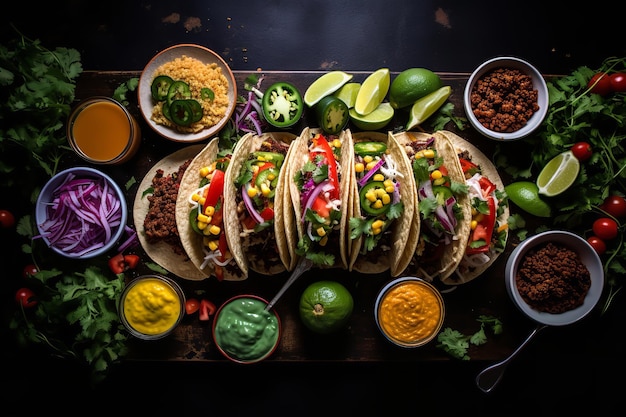 Taco Tuesday Fiesta with Colorful Taco Selection