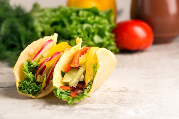 Taco with fresh vegetables