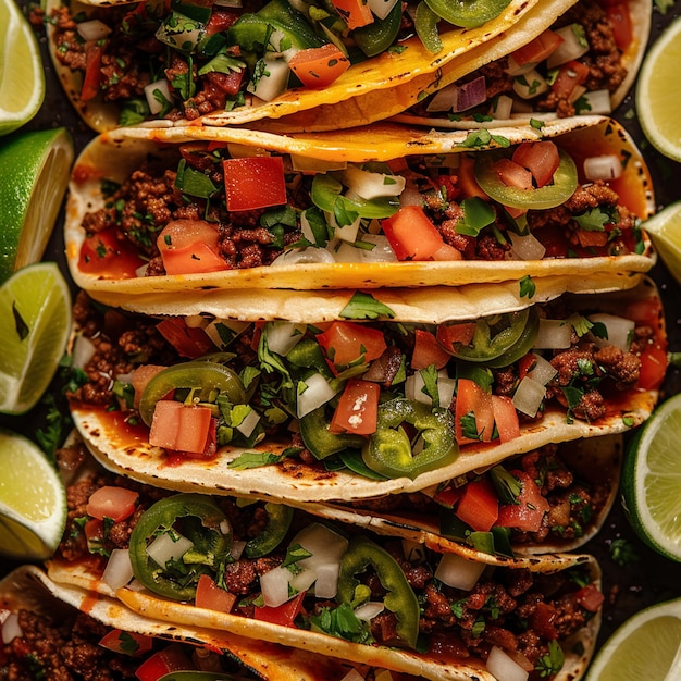 Photo tacos mexican food cuisine spicy flavorful tortilla beef chicken barbacoa guacamole salsa lime