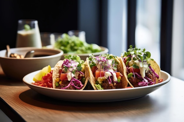 Tacos On Plate In Scandinavianstyle Cafe