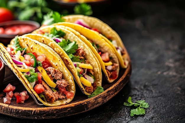 tacos with meat and vegetables Mexican food style stock photos