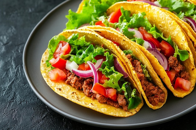 tacos with meat and vegetables Mexican food style stock photos