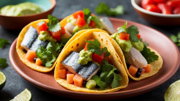 Photo tacos with salmon and fresh ingredients perfect for summer gatherings