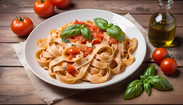 Tagliatelle with tomato and basil