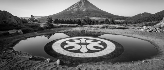 Photo taijitu mountain reflection taoism religion spiritual symbol