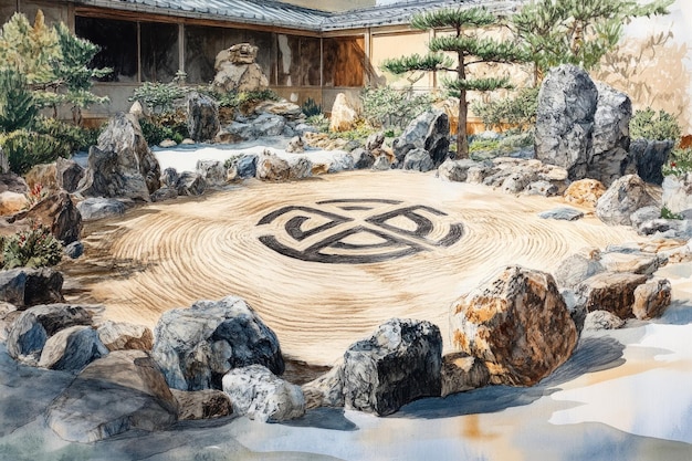 Photo taijitu zen garden taoism religion spiritual symbol